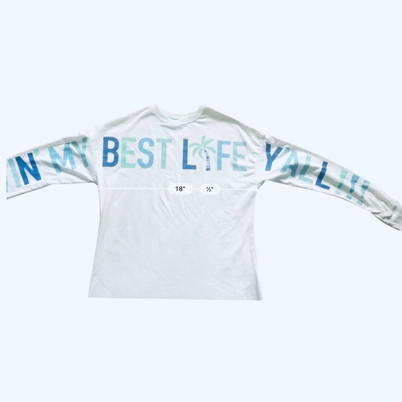 MarleyLilly casual white graphic top shirt XS long sleeve 
round neck logo - Picture 13 of 16
